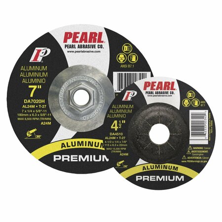 PEARL Premium DC Grinding Wheel For Aluminum 4 x 1/4 x 5/8 AL24M T-27 DA4030